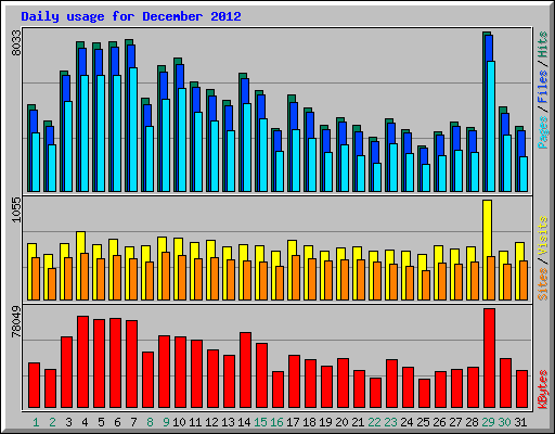 Daily usage for December 2012