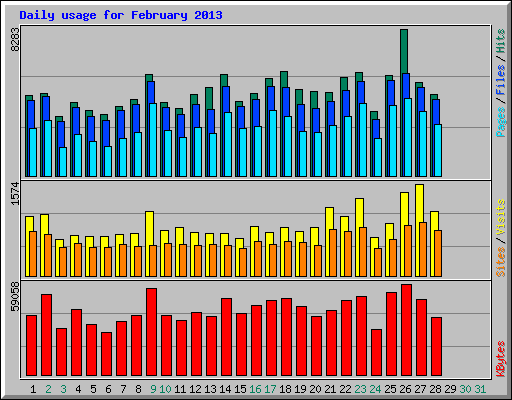 Daily usage for February 2013
