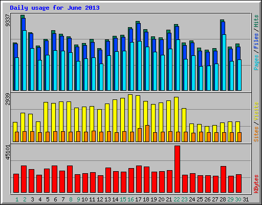 Daily usage for June 2013