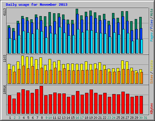 Daily usage for November 2013