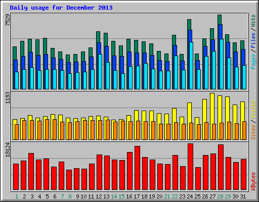 Daily usage for December 2013