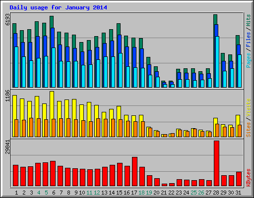 Daily usage for January 2014